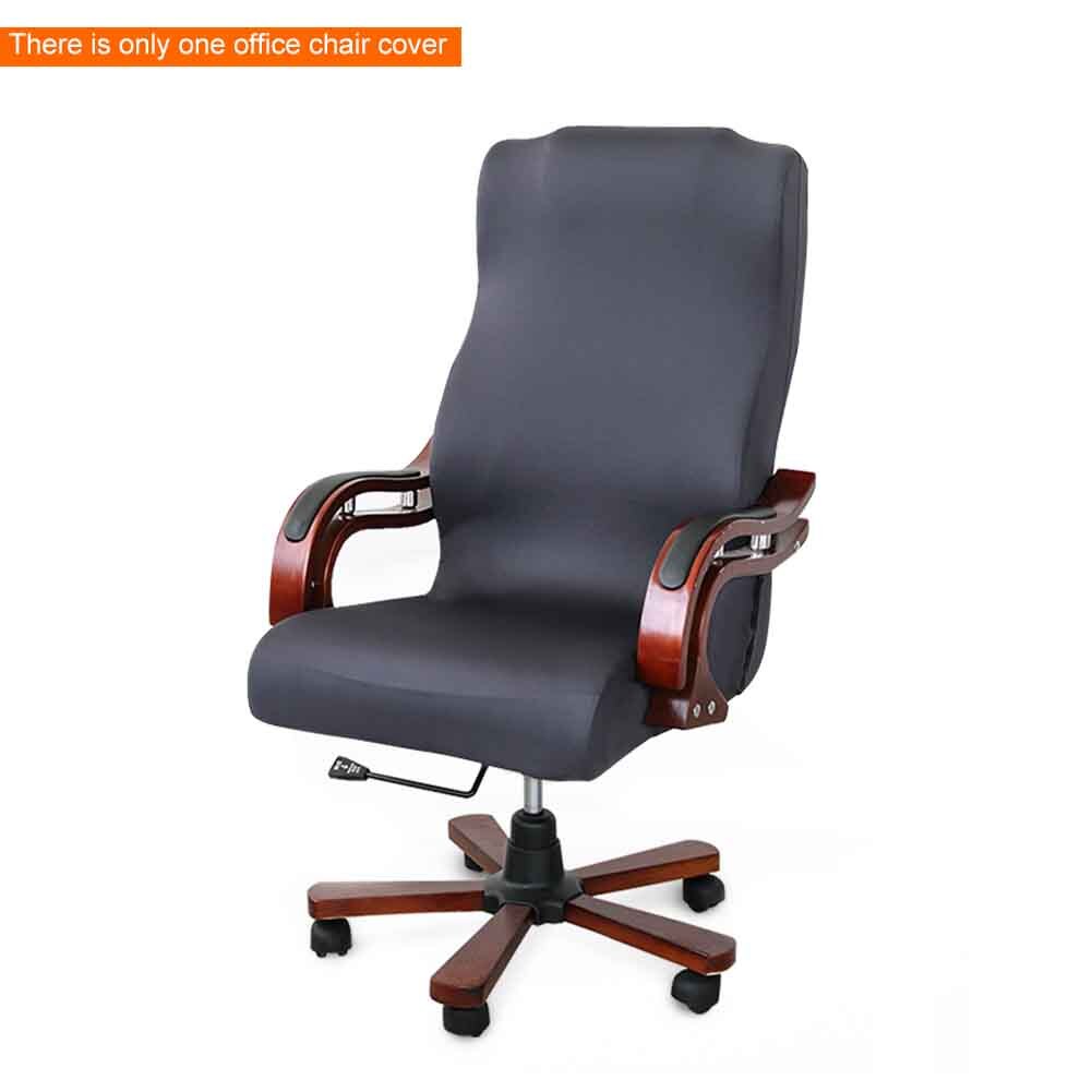 Computer Seat Solid Color Stretch Office Chair Cover Furniture Protector Living Room High Back Washable Modern Simplism: Grey / S