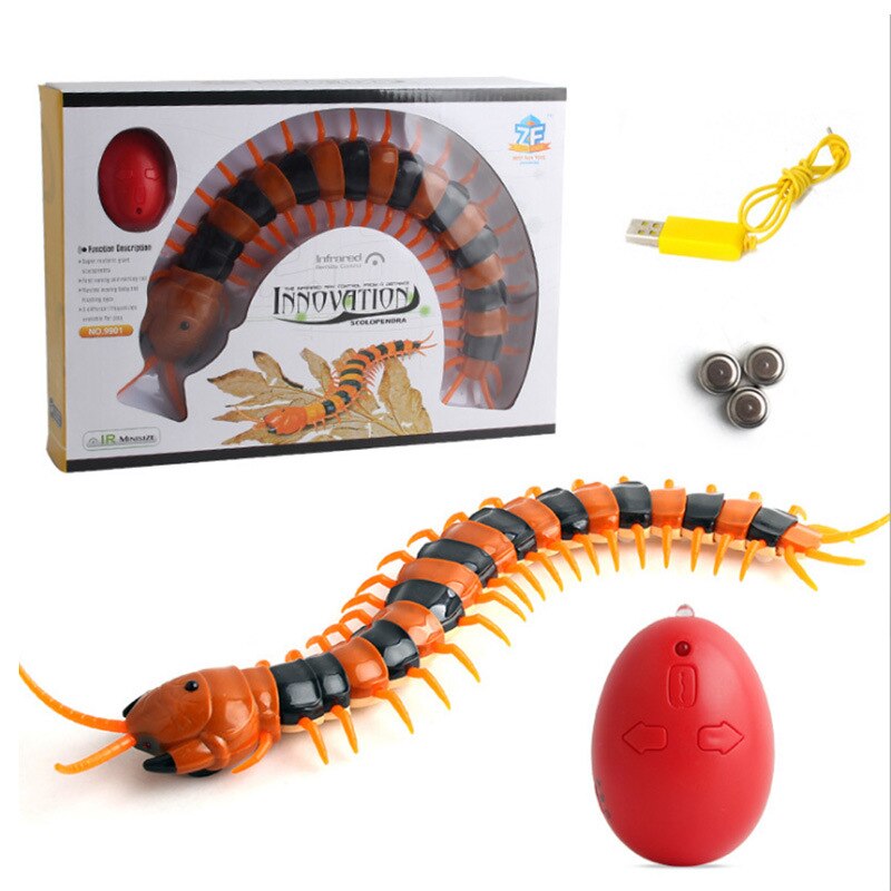 Télécommande infrarouge RC, jouet Animal, Kit pour enfants adultes, cafard intelligent, araignée, serpent, fourmi, farces, Radio, insecte pour garçons: Centipede Yellow