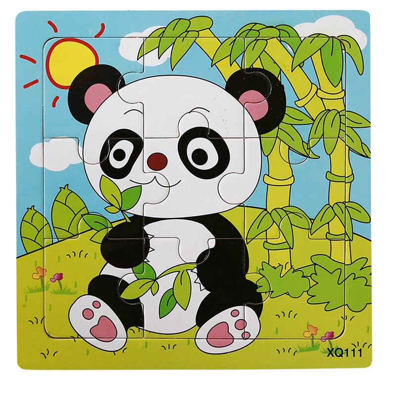 9Pcs Woodpuzzle Baby Peuter Vroege Ervaring Intelligentie Cartoon Animal Bee Puzzel Houten Speelgoed