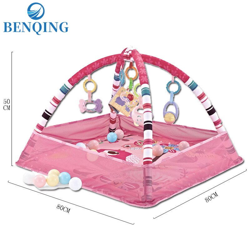 BENQING Foldable Baby Crawling Game Blanket 0-36 Months Enlightenment Toys Baby Multifunctional Fence Fitness Rack WR156