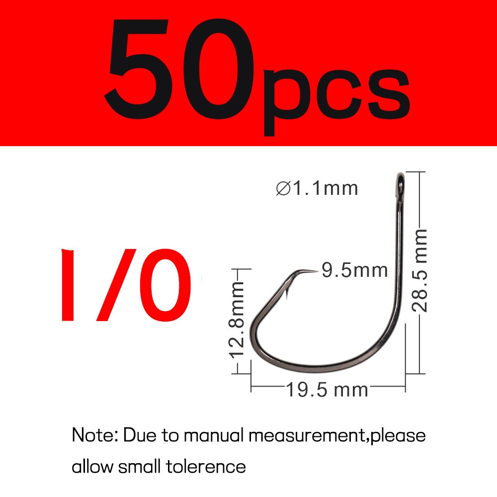 Elllv 50pcs 1/0 - 8/0 Saltwater Fishing Octopus Circle Hooks Carbon Steel Barbed Hook Snapper Flasher Sabiki Rigs Tying Hook: 50pcs size 1l0