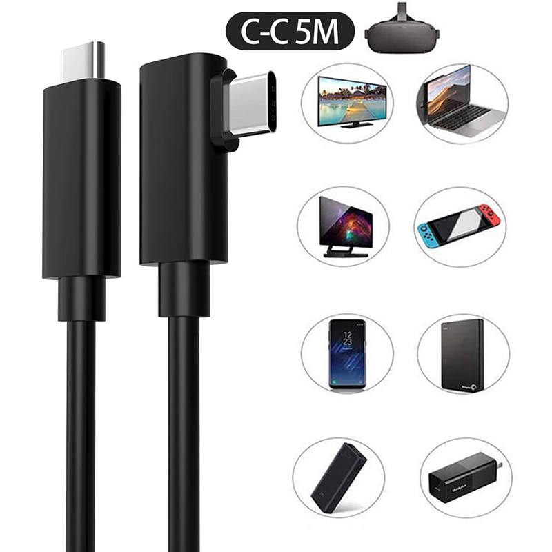 Câble Link vers USB 3.2 de type C, type-c pour casque VR Oculus Quest 1 2, adaptateur compatible avec les liens de transfert de données, charge rapide, 5 m