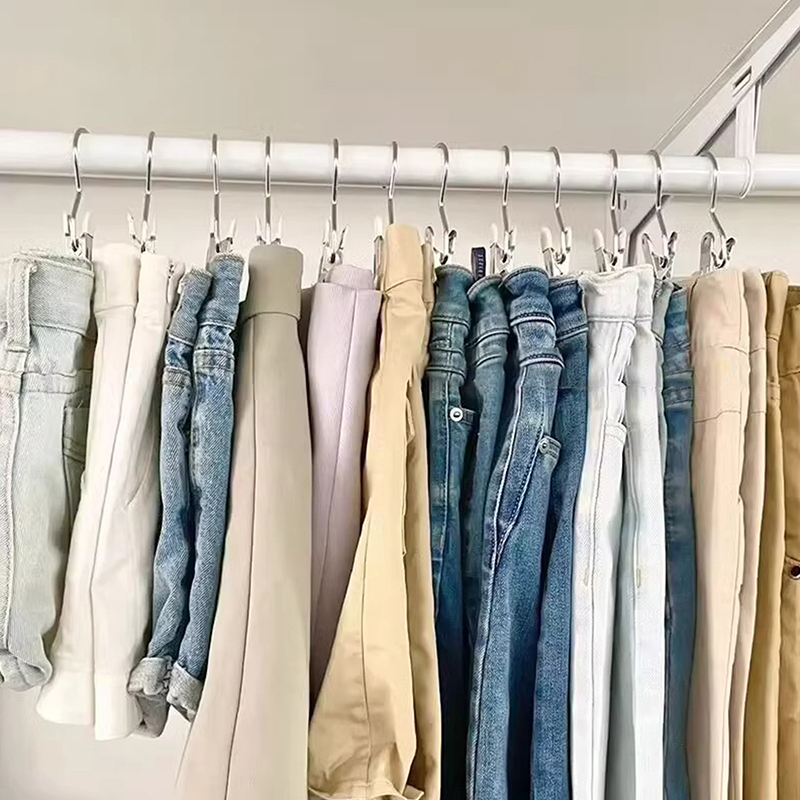 Pinzas para ropa de acero inoxidable, 10 Uds., pinzas para ropa, gancho, Clip para colgar ropa portátil, colgador organizador de ropa para armario