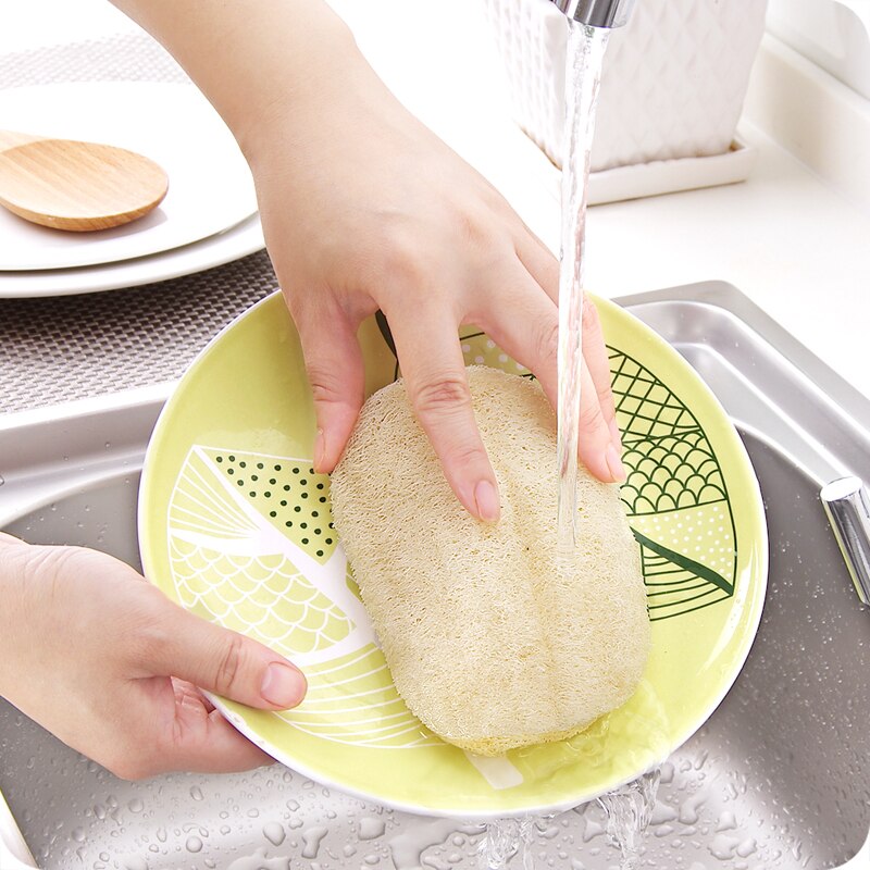 1 stk / sæt naturlig loofah opvaskeklud skrubbe pad fad skål gryde let at rengøre skrubber svamp køkken rene børster skrubbe pad