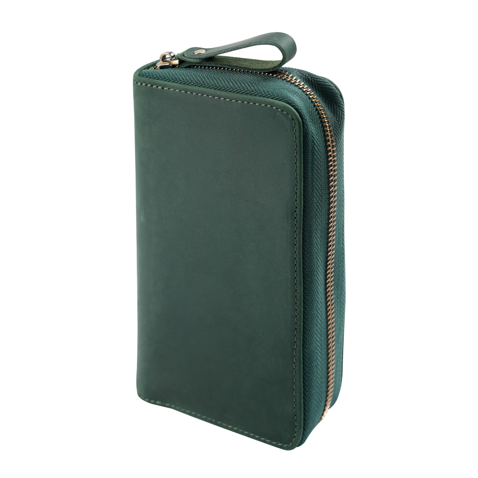 etui na długopisy i pióra wieczne z prawdziwej skóry z przegródkami, duża pojemna torba na długopisy i ołówki na 10 długopisów, dla uczniów, na artykuły papiernicze.: zielony