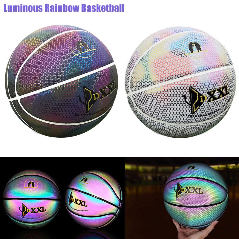 Leucht Straße Gummi Basketball Selbst-Leucht Glowing Basketball Glühende Reflektierende Basketball Für Nacht Sport Kind