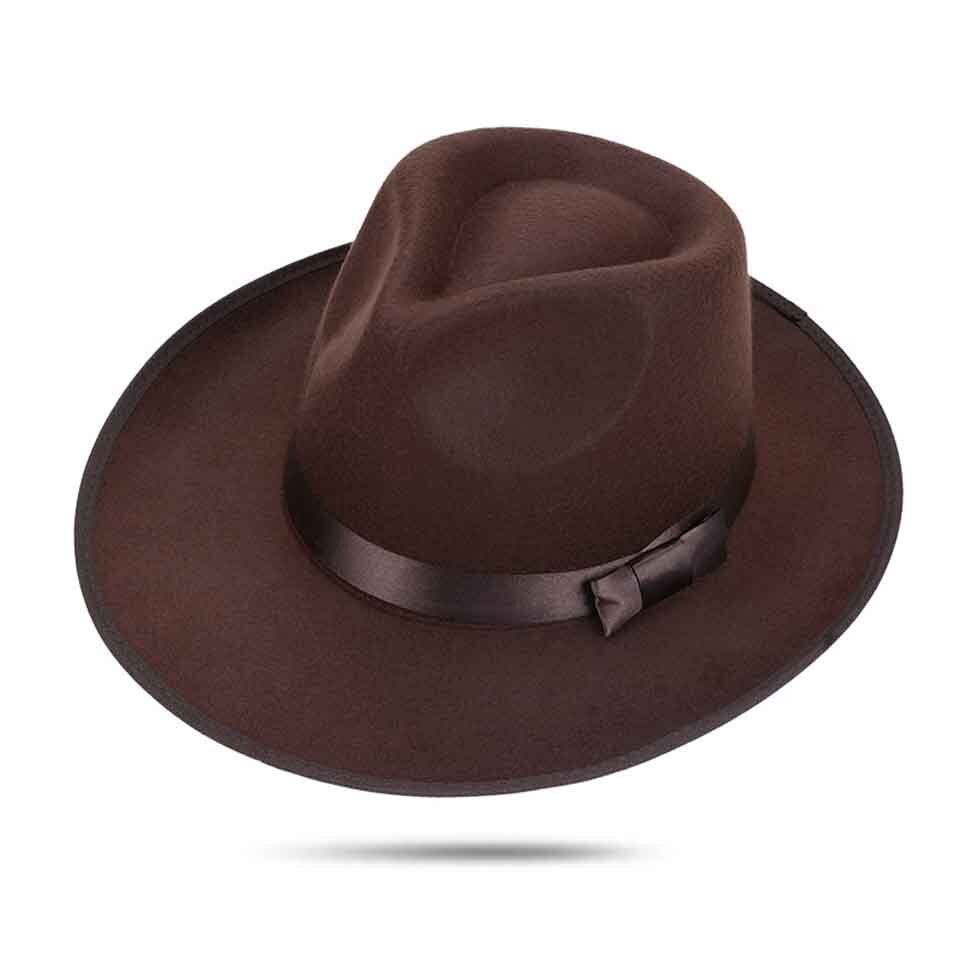 Solid Vilt Fedora Hoed Voor Mannen Brede Rand Dames Trilby Chapeu Vilten Hoed Vrouwen Mannen Jazz Hoed Kerk Godfather sombrero Caps: C0201-9