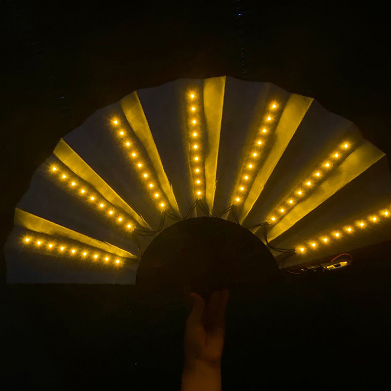 glühen Falten LED Fan tanzen Licht Fan Nacht Show Halloween Weihnachten Rave Festival Zubehör Ich bin Dunkeln leuchten Party zubehör