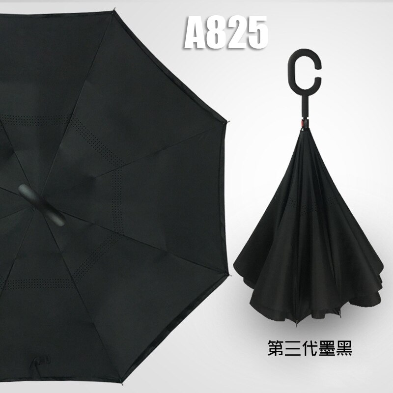 Windproof Reverse Umbrella Folding Double Layer Inverted Chuva Umbrellas Self Stand Inside Out Door Umbrella Hands free parasol: Umbrella A825