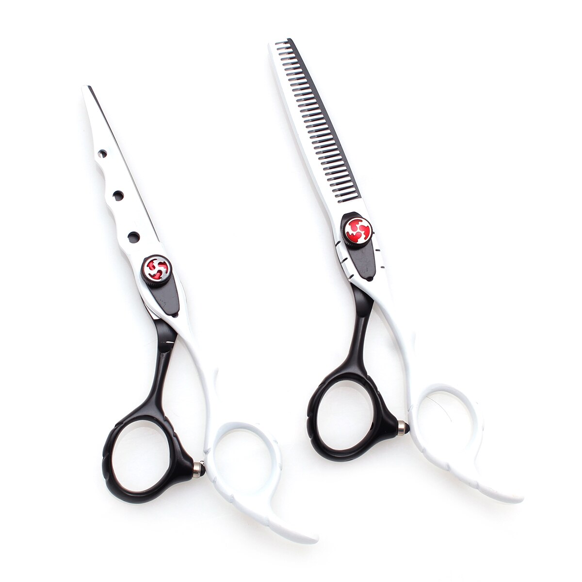 6.0 " 17.5cm gravyr logotyp vit färg frisörsalong gallringssax klippsax frisörsax set  c1019