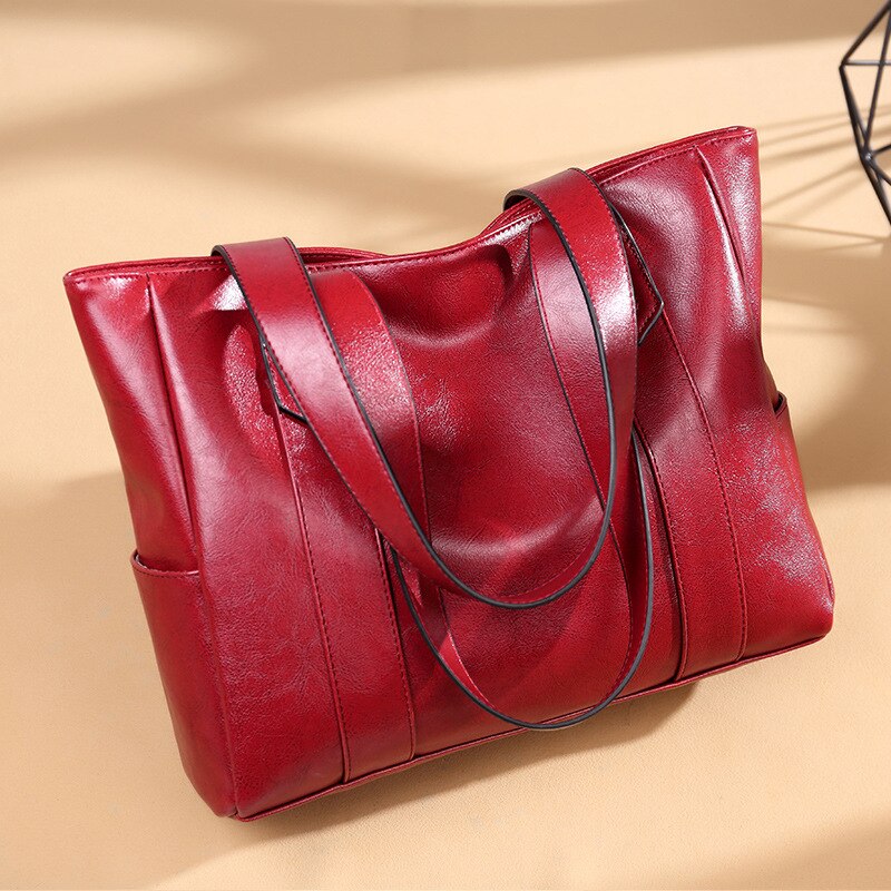 Tassen voor dames retro reliëf leren dames handtassen dames grote casual tote bag dames schoudertas sac a main femme: Wijnrood