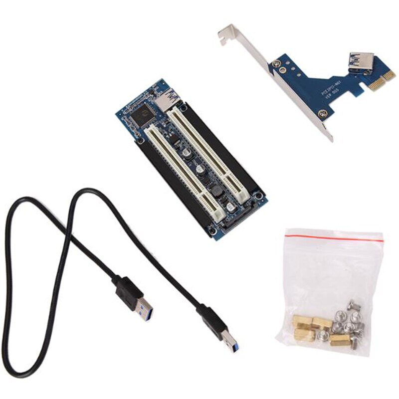 Carte Adaptateur PCI-E X1 Vers Dual PCI Riser - Avec Câble USB 3.0 - Pour Mining/crypto - Neuf