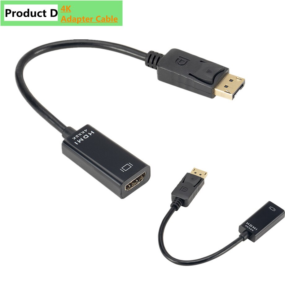 4K DisplayPort to HDMI-compatible Adapter Converter Display Port Male DP to Female HD TV Cable Adapter Video Audio For PC TV: Blue