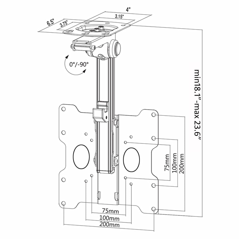 D-MOUNT CB-3L 17-37" Foldable LED LCD TV Screen Ceiling Holder Monitor Car Mount Hanger Wall Mount Rack Cabinet Mount