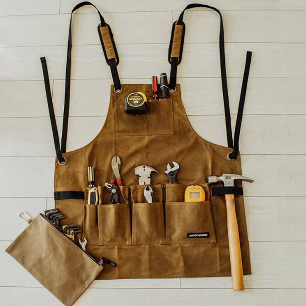 Multifunctional Apron Collector Multi-pocket Canvas Garage Garden Hardware Workshop Retro Denim Apron For Men