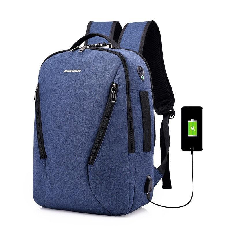 Mochila informal antirrobo con carga Usb para hombre, bolso de hombro para ordenador portátil, de viaje de negocios, escolar, universidad, nueva: Blue