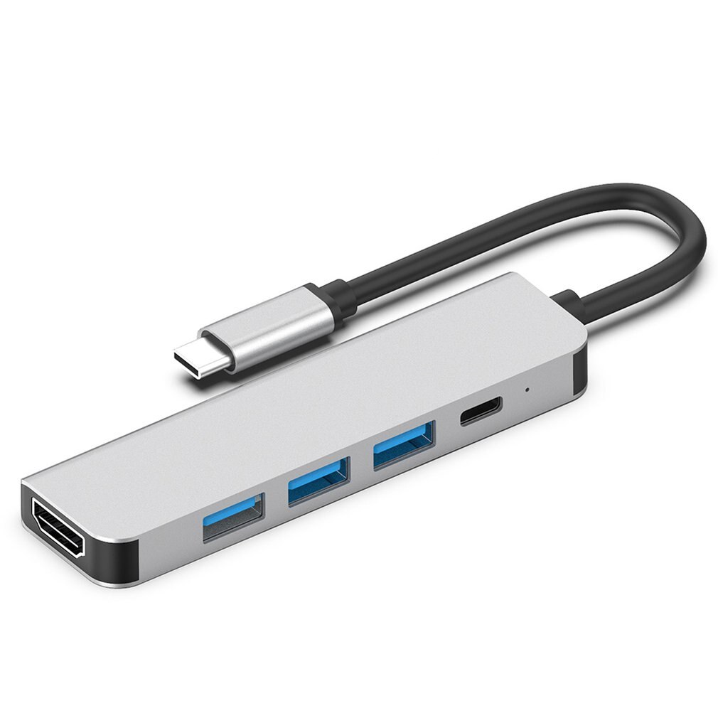 Kannettava 5 in 1 latausportin sovitin tyyppi c usb 3.0 hdmi ja pd usb 3.0 muunnin 4k hdmi keskitin
