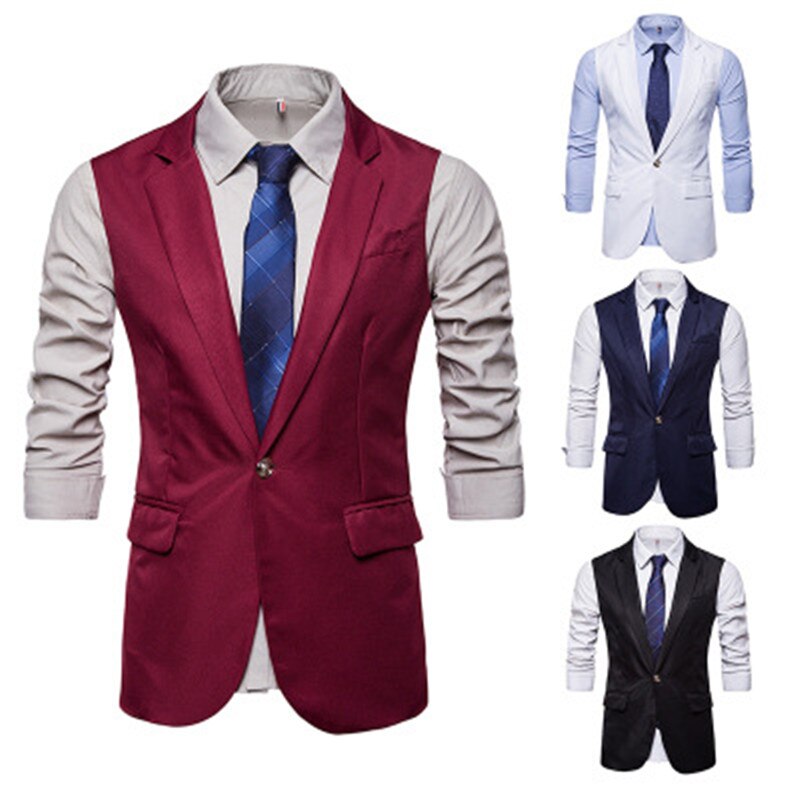 Mens Vest Waistcoat Men's Suit Dress Vest Autumn Slim Fit Longline Single Breasted Tuxedo Vests Gilet Costume Homme XXL