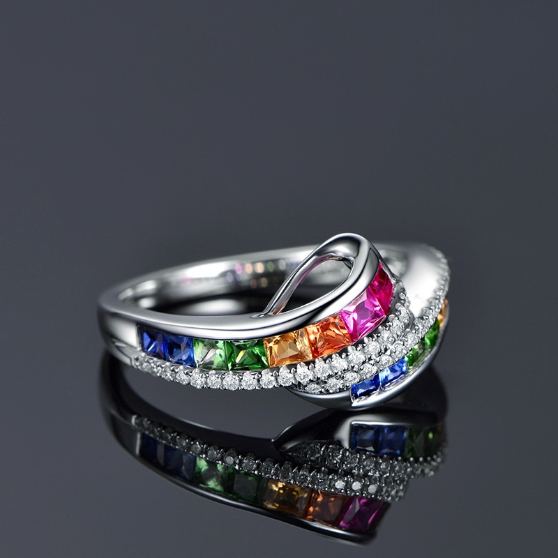 Geometry Jewelry Ring Luxury Charming Women Wedding Color Crystal Ring Exquisite Jewelry Girl