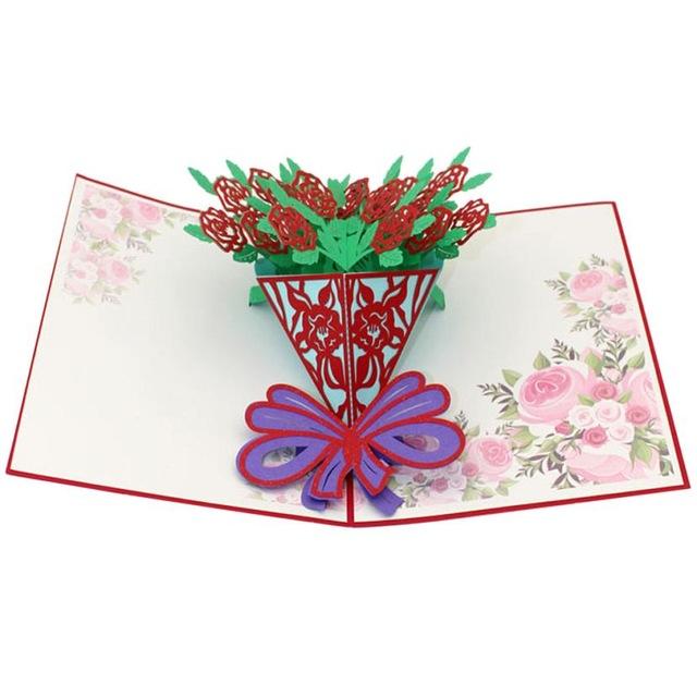 Blessing Birthday with Year Folding Message Hollow Wedding Baby Shower for lover Floralpot Greeting Card: B