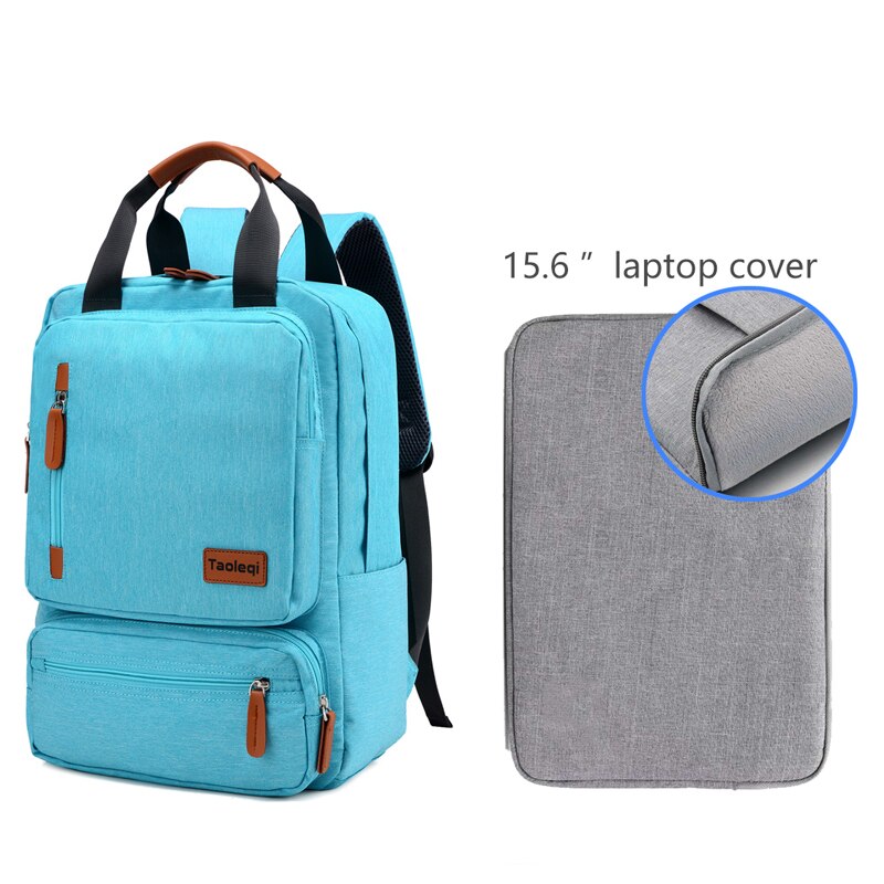 IKE MARTI Casual Men Laptop Backpack 15.6 Inch Waterproof Girl Gray Anti-Theft Woman Junior High School Bag Backpacks: lightblue lapcover