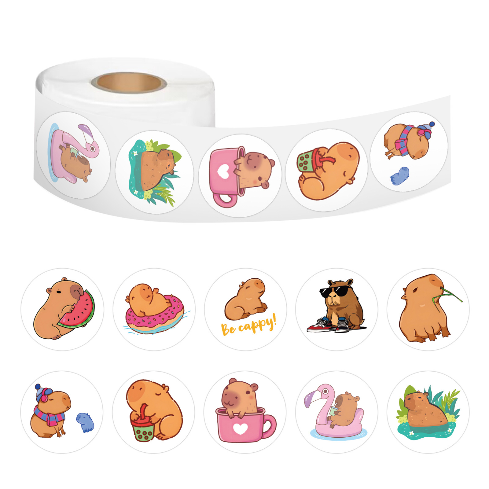 100-500 pièces mignon dodu Capybara dessin animé marron animaux autocollants album à faire soi-même téléphone récompense joint étiquette autocollant mural enfant jouet