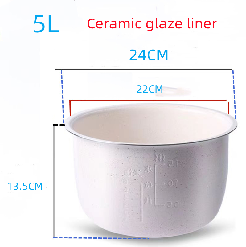 Stainless steel liner without coating ceramic glaze liner rice cooker rice cooker electric pressure cooker inner bowl 4L 5L 6L: Red