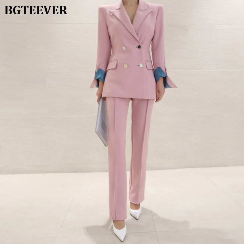 Trajes de pantalón de mujer elegantes chaqueta de chaqueta con muescas y pantalones hasta el tobillo OL estilo trajes femeninos 2 piezas conjunto traje de pantalón conjunto