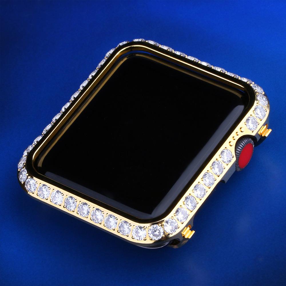 Iced out apple watch -kotelon kansi iwatch -kotelo 40mm/44mm valkokulta/kulta sarjalle 4 / 5 , cz -suojakuori naisille miehille