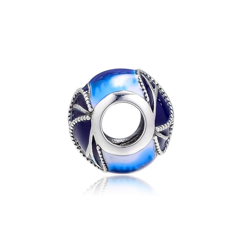 Blue Butterfly Wing Charm Beads for Silver Bracelets Spring Silver 925 Jewelry Women Round DIY Silver Beads for Jewelry Making