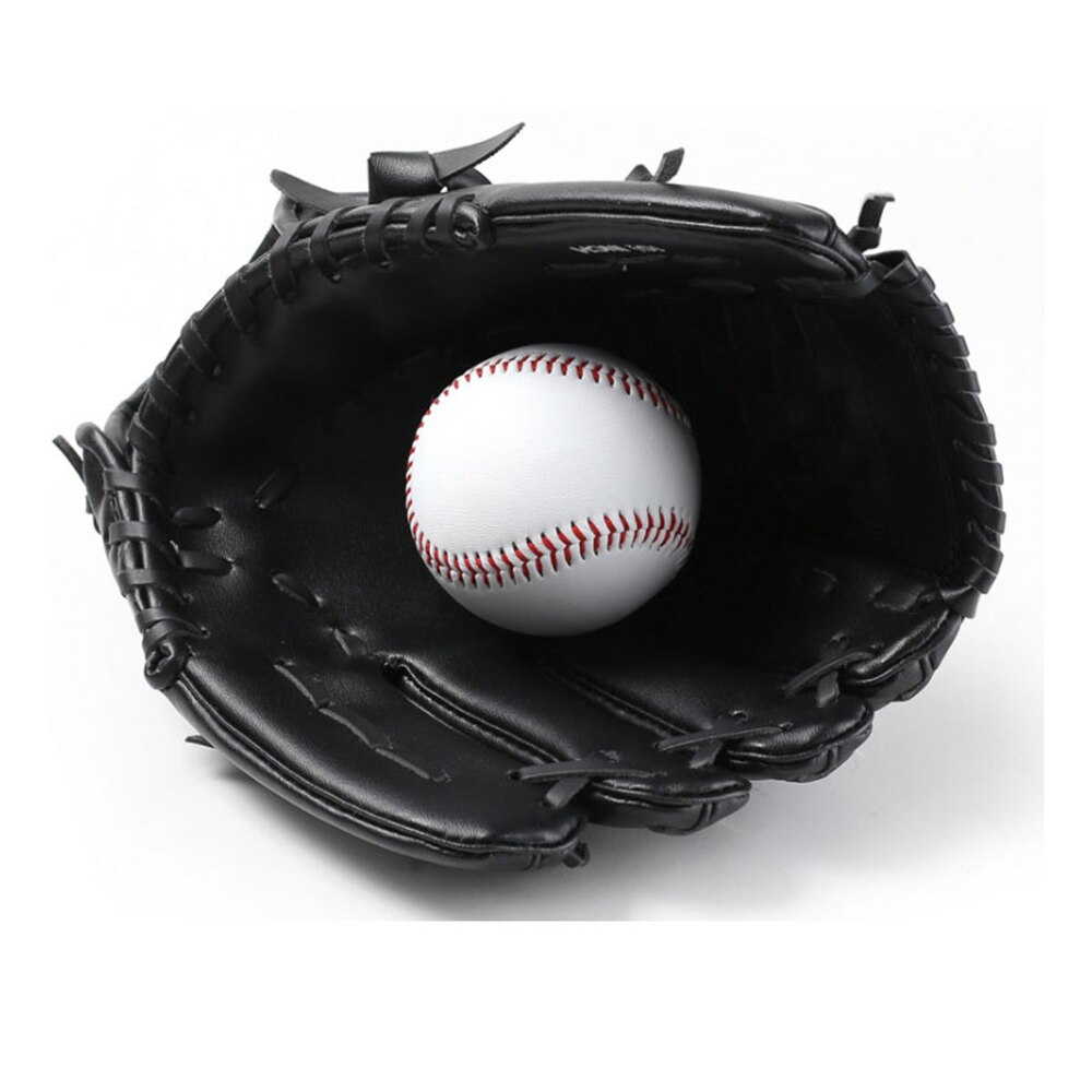 10.5/11.5/12.5 Inch Pvc Lederen Honkbal Handschoen Outdoor Sport Accessoires Linkerhand Bruin/Zwart/Blauw softbal Bescherming Unisex: Black / 10.5 Inches