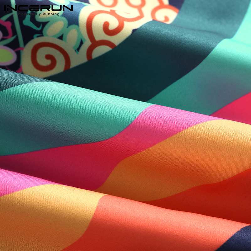 Mannen Gewaden Afdrukken O-hals Mouwloos Losse Cozy Casual Badjassen Mannen 2022 Homewear Ademend Split Zoom Nachtjapon S-5XL Incerun