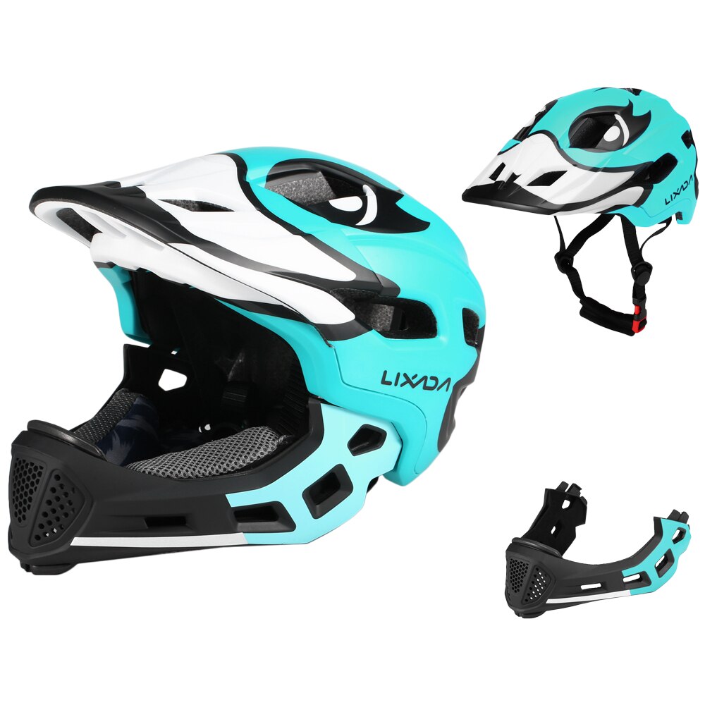 Lixada Kid Mountain Road Mtb Bike Helm Afneembare Pro Bescherming Kinderen Volledige Gezicht Fiets Fietshelm Cascos Ciclismo: Blue