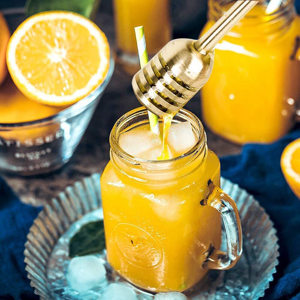 1 sztuk 15.3/15.8cm czerpak robić miodu ze stali nierdzewnej antyrdza robić słoik na miód dozowania mżawka miód łyżki kawy