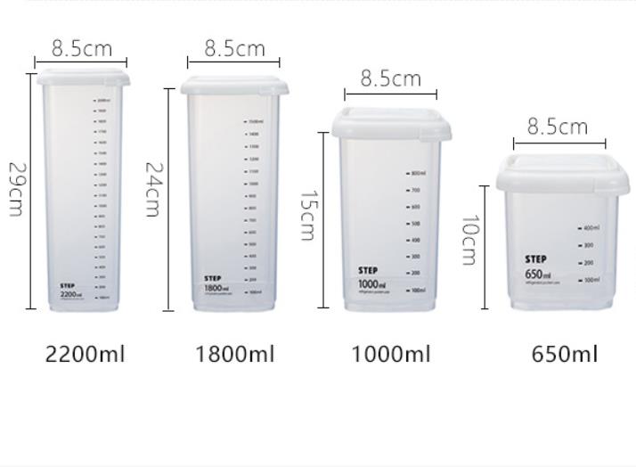 1pcs plastic storage jar Noodle storage box with cover at home kitchen storag coarse cereal box refrigerator sealed crisper: 4pcs set