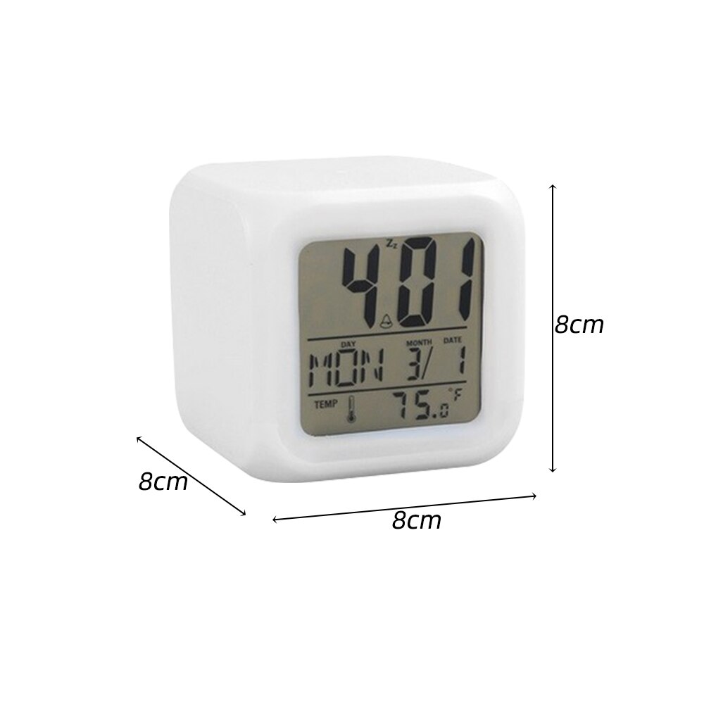 Reloj Despertador LED 7 cambio de color luz nocturna relojes brillantes Luz de termómetro Digital Reloj para niños Mesa Despertador de escritorio: 7 color A