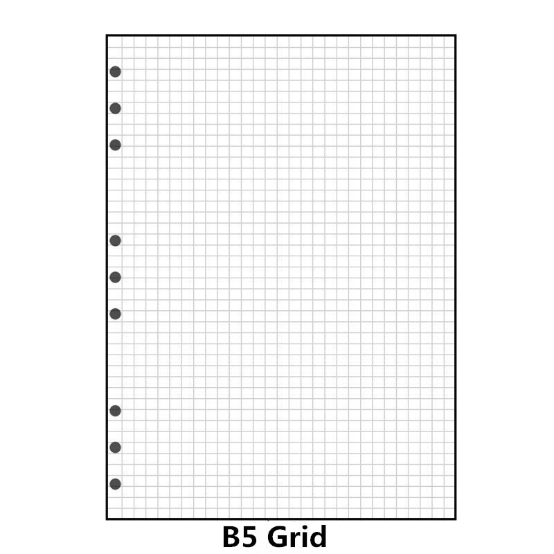 B5 9 Holes Loose-leaf Notebook Draft Paper Diary Sketchbook Journal Grid Line-Dot Planner Painting Inner Page Office Stationery: Grid-45 sheets