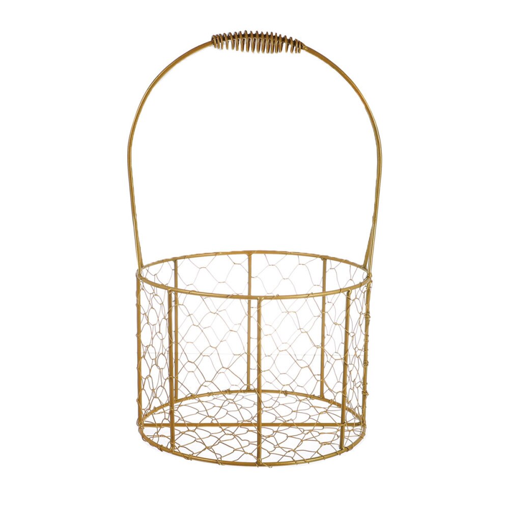 1Pc Woven Woven Box Exquisite Basket for Wedding (Golden, Round): Golden
