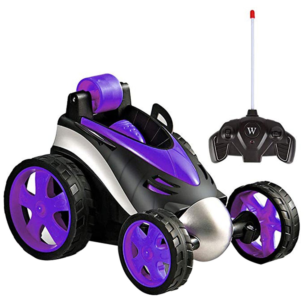 Wireless Remote Control Tumbling Stunt Car Dump Truck Boy Kids Stalls Electric Toy Cross Explosion Models: Purple