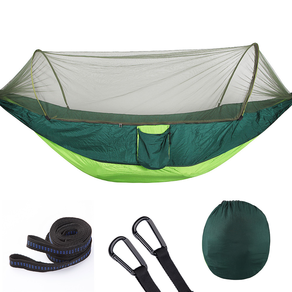 290*140 Hangmat Met Anti-Mug Outdoor Dubbele Nylon Parachute Doek Camping Klamboe Snel Open Hangmat