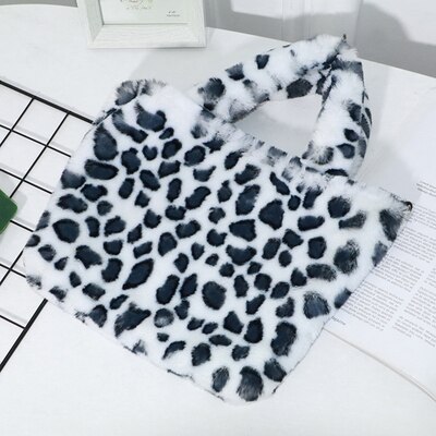 Nische Plüsch Tasche Weibliche Winter Flip Modische Leopard Messenger Frauen Schulter Tasche Mädchen Tote Tasche Pelzigen Flauschigen: Leopard D-S3