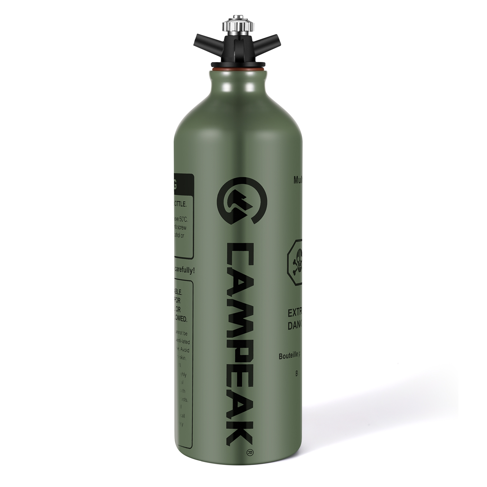 Botella de combustible líquido portátil, lata de almacenamiento de repuesto para alcohol, queroseno, gasolina, de aluminio, 0,5l/1l