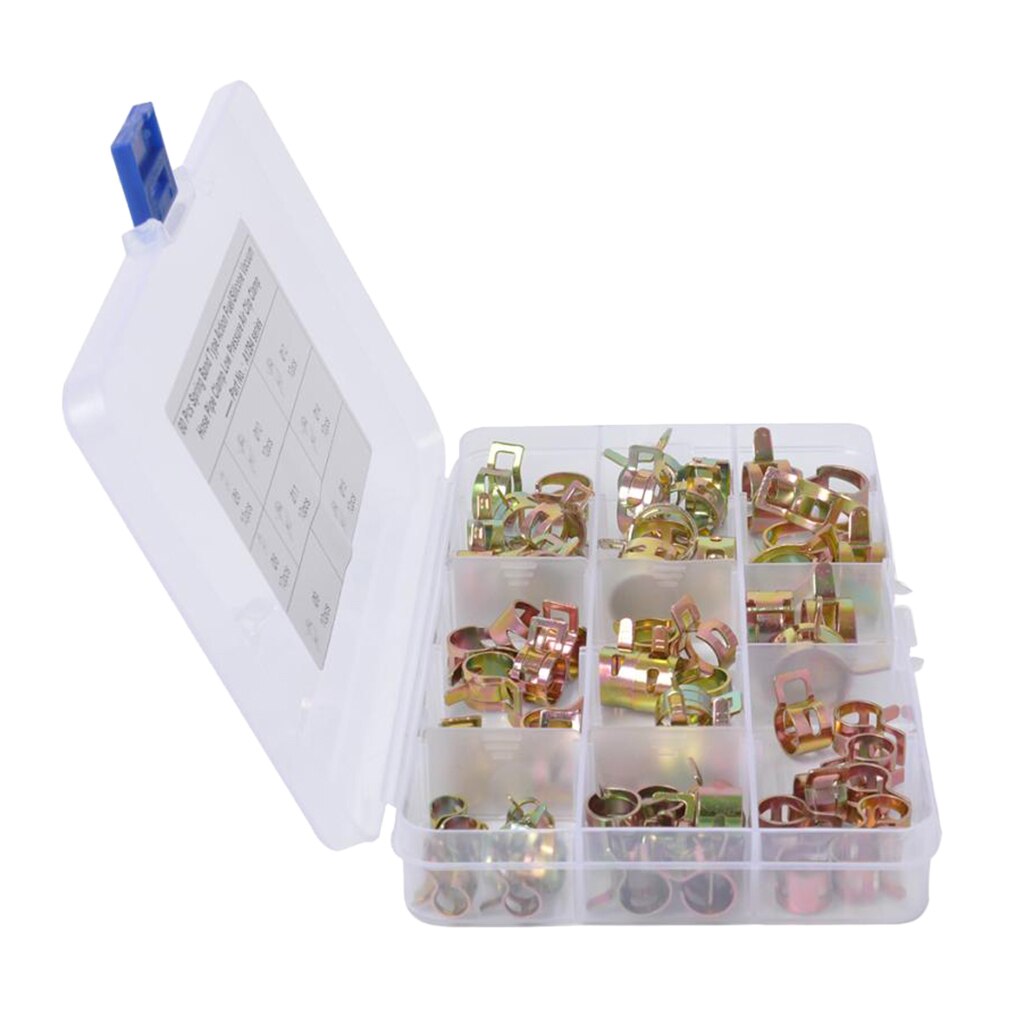80Sets Mixed Spring Clips Fuel Hose Line Tube Pipe Air Tube Clamp Cooling System Replacement Part 6-15mm