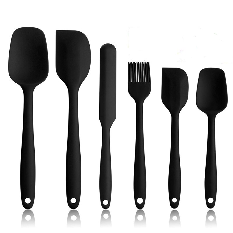 Multifunction Heat Resistant Silicone Six-piece Kitchen Baking Tool Set Cake Spatula Oil Brush Kitchenware High Temperature: YELLOW