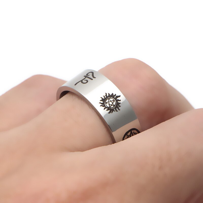 V297 runen amulet herenring supernatural tv-serie roestvrijstalen ring voor heren