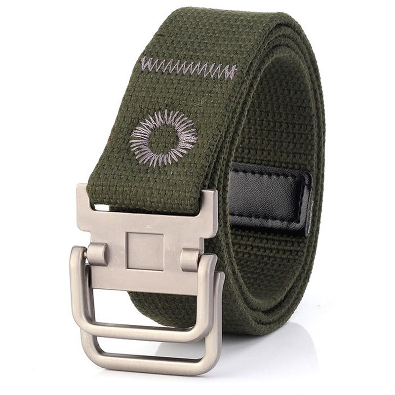 Mænds bælte fortykket lærredbælte dobbelt spænde holdbart cowboybuksebælte til udendørs sport  a66