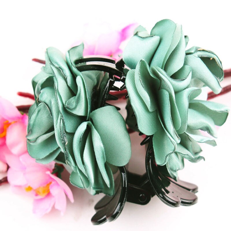 Cloth Rose Flower 1pc Women Ponytail Barrette Jaw Clip Double Sided Flower Accessories Decoration Bow Hair Claw: 5