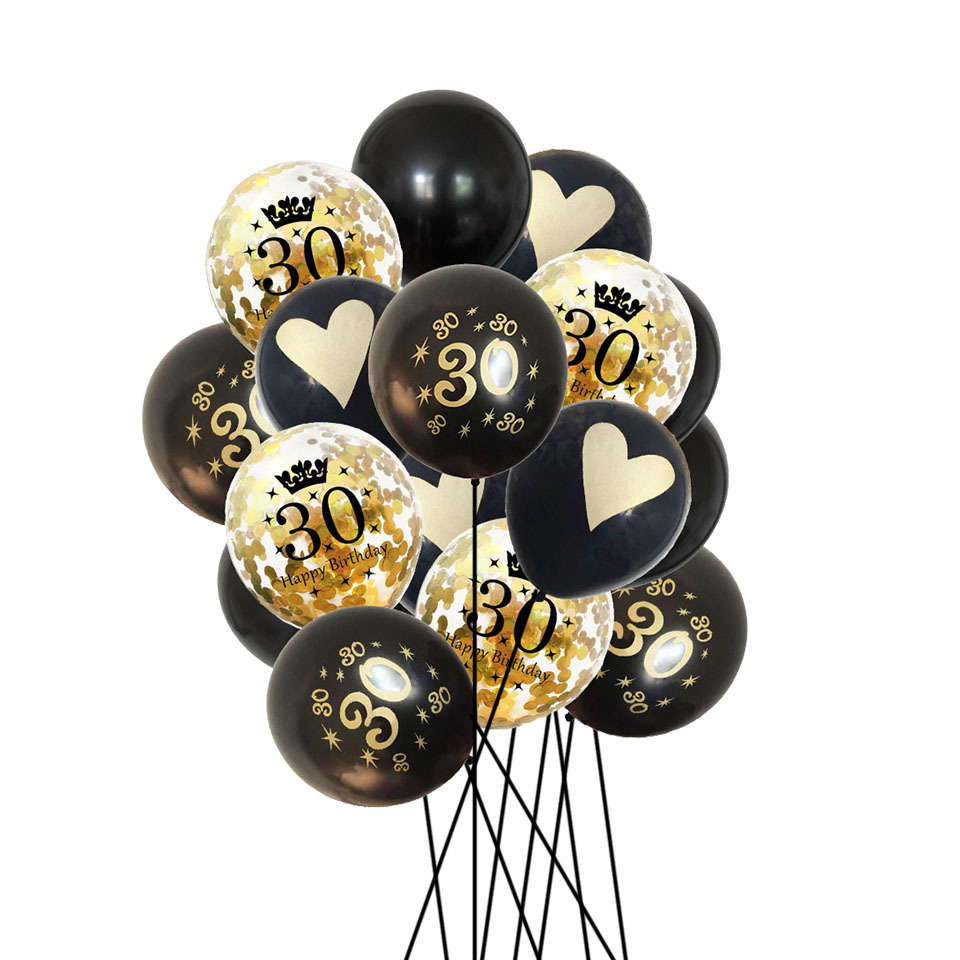 16 pièces 10 pouces 12 pouces Multi Air Ballons Joyeux Anniversaire Décorations De Fête Enfants Adultes Numéro Ballon bricolage Fournitures De Fête: 30 gold