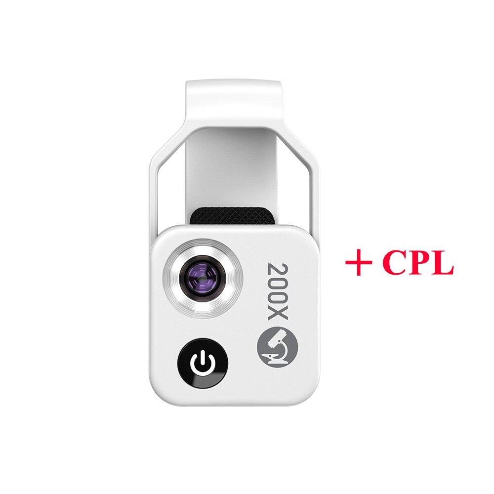 200X praktisch Mikroskop Mit CPL Handy, Mobiltelefon LED-Licht Mikro Makro Linsen Zoomen Vergrößerung Universelle Elektronische Mikroskop Len: weiß mit CPL