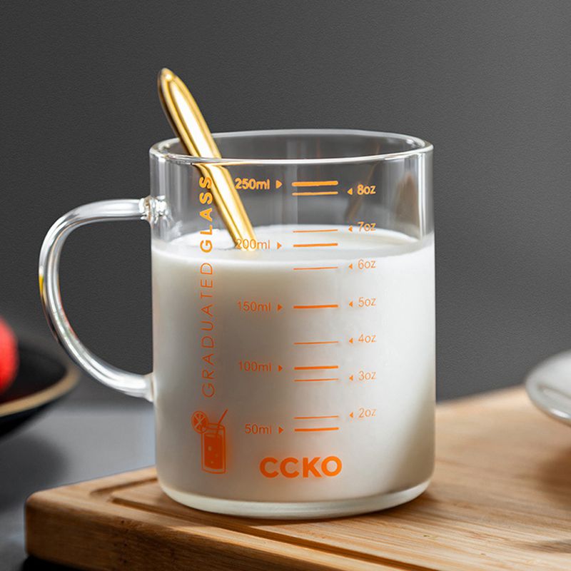 Tazza di vetro trasparente con tazza da colazione graduata microonde uso tazza di caffè al latte tazze di succo d'acqua per uso domestico bicchieri da cucina